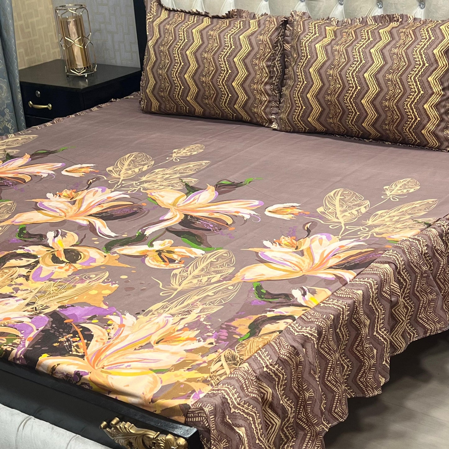 Cotton Frill 3pc Bedsheet - Yellow Camilla