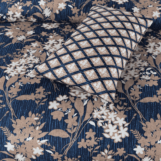 Cotton Satin 3pc Bedsheet - Blue Heaven