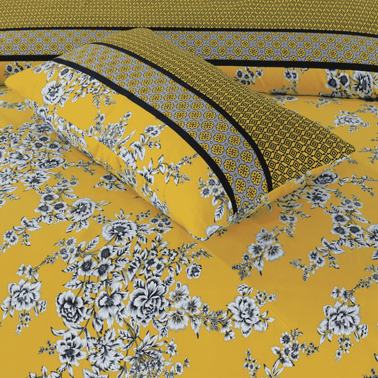 Crystal Cotton 3pc Bedsheet - Yellow Floral