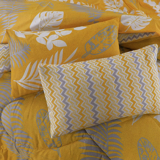 7pc Cotton Comforter Set Yellow Feather