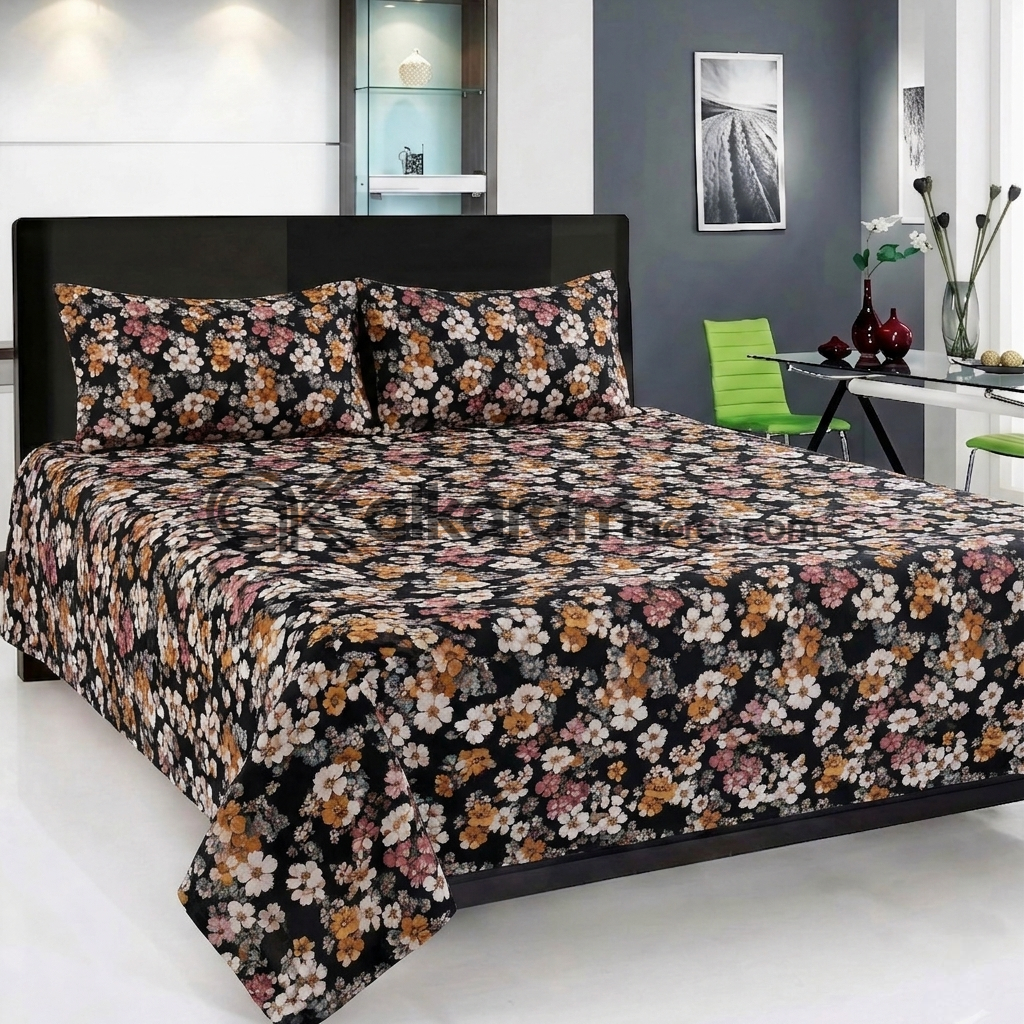 Pure Cotton 3pc Bedsheet Marigold Dusk