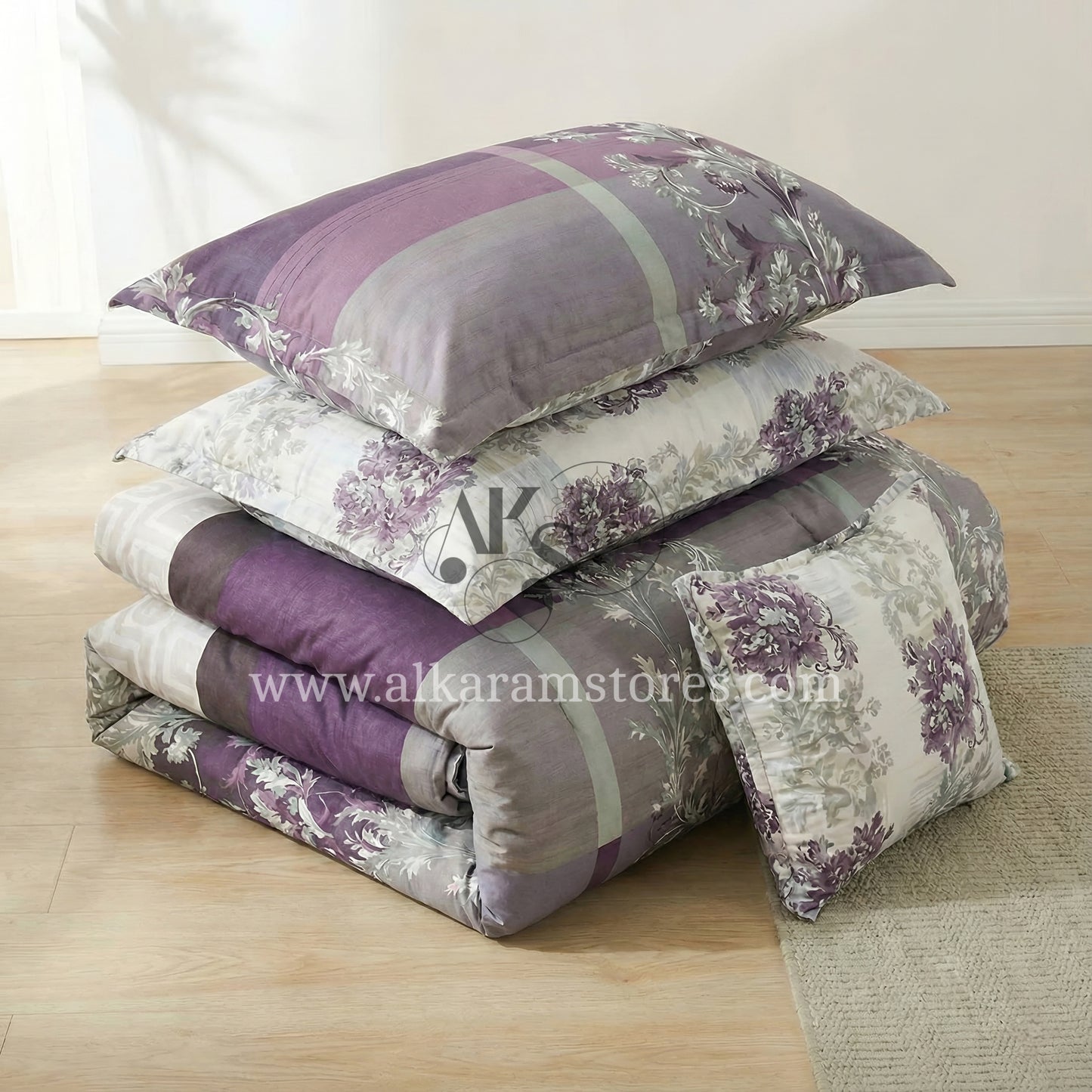 7pc CottonComforter Set Purple Berry