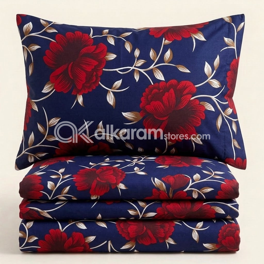 Crystal Cotton 3pc Bedsheet Wine Rose