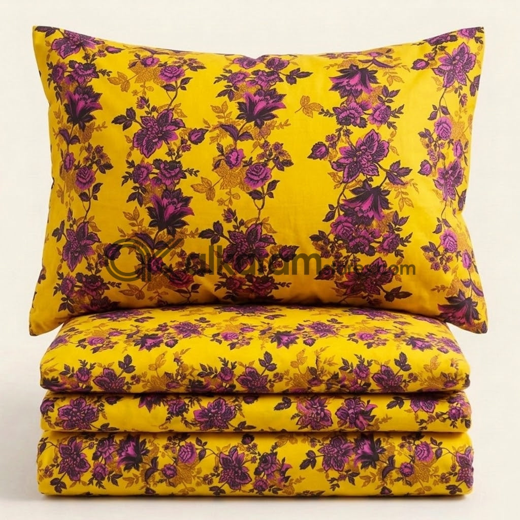 Crystal Cotton 3pc Bedsheet Purple Tapestry