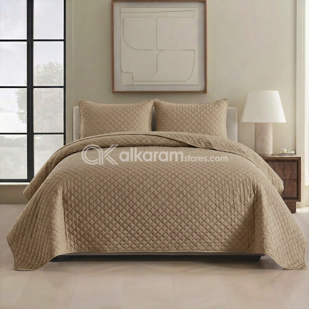 Beige 3pc Bedspread