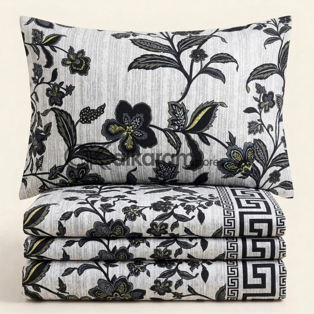 Crystal Cotton 3pc Bedsheet Black Mocha