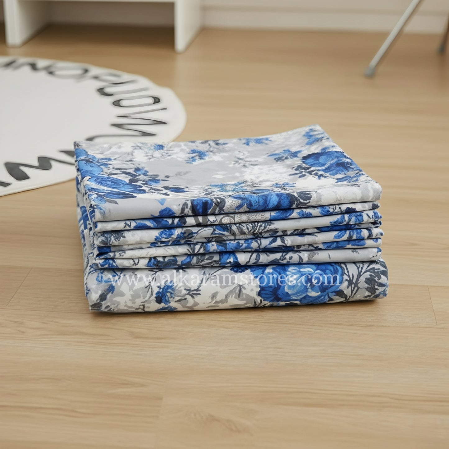 Crystal Cotton 3pc Bedsheet Blue Rose