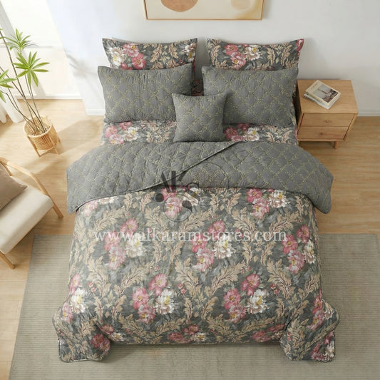 7pc Cotton Comforter Set Grey Pearl