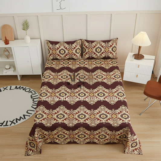 Crystal Cotton 3pc Bedsheet Brown Tapestry