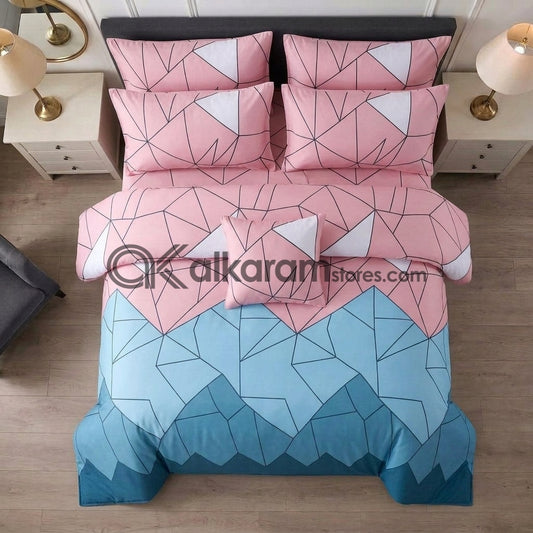 7pc Cotton Comforter Set Abstract Triangle