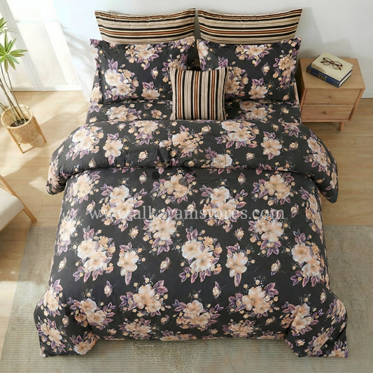 7pc Cotton Comforter Set White Daisy