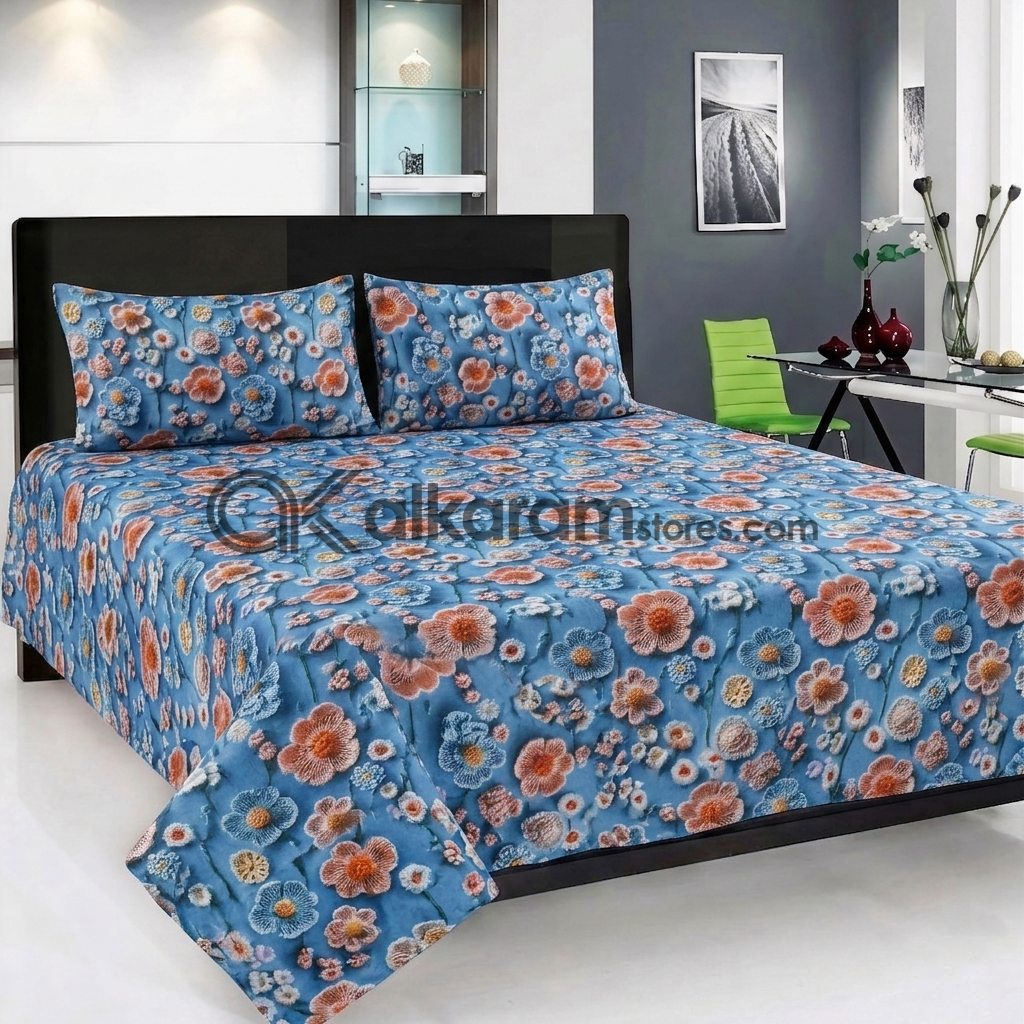 Pure Cotton 3pc Bedsheet Skyline Bloom
