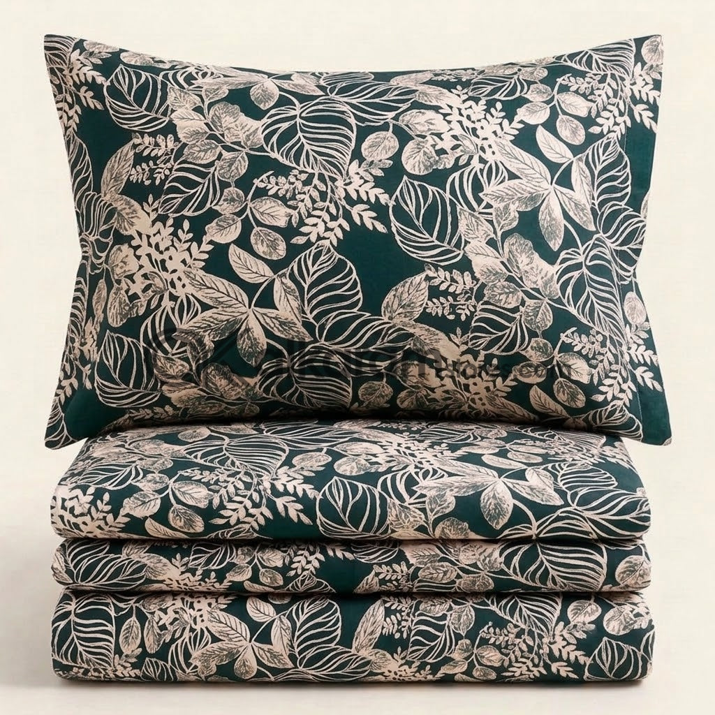 Crystal Cotton 3pc Bedsheet Green Tropical
