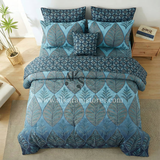 7pc Cotton Comforter Set Blue Crystal