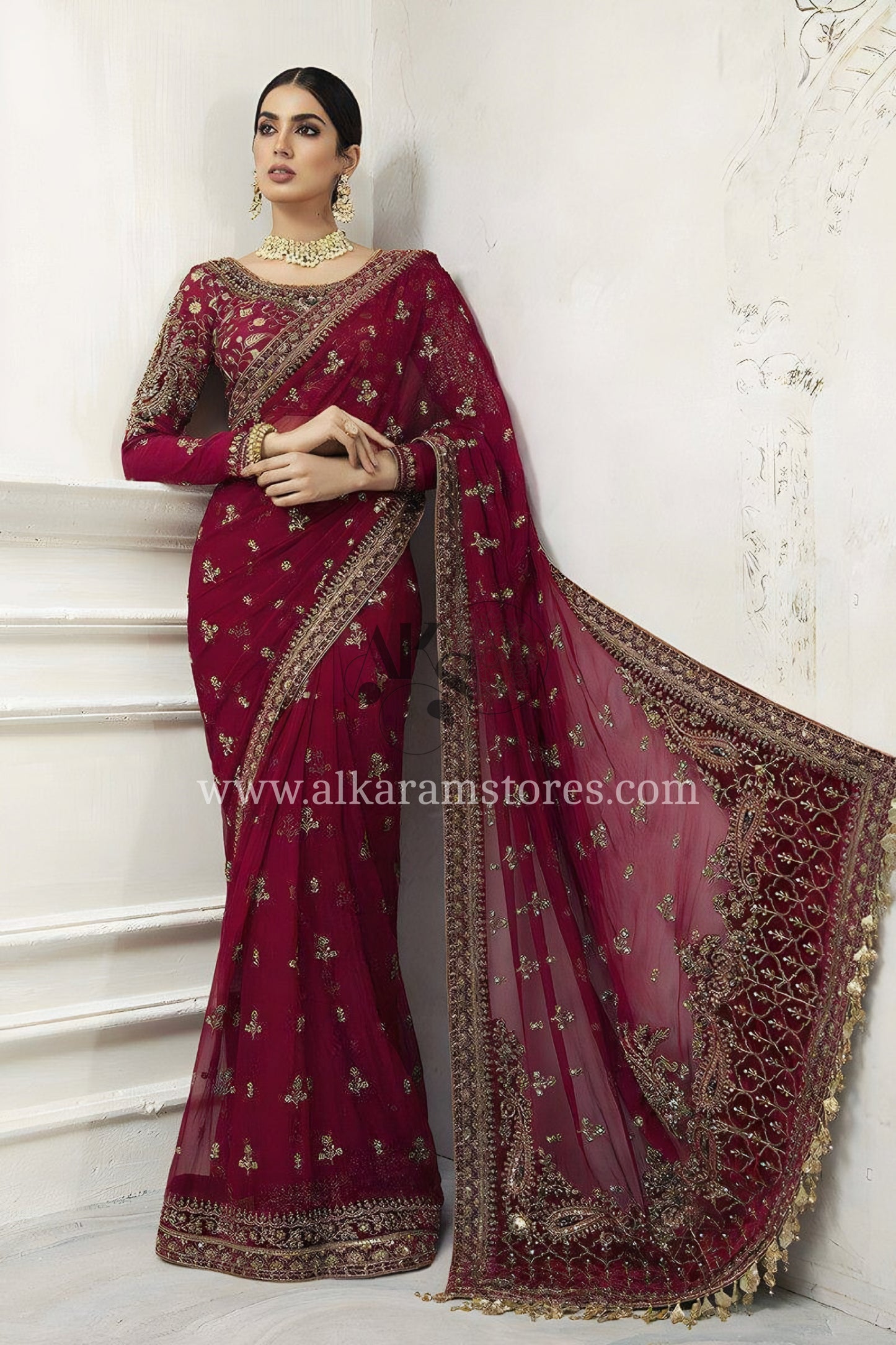Fancy Saree Red# 113D