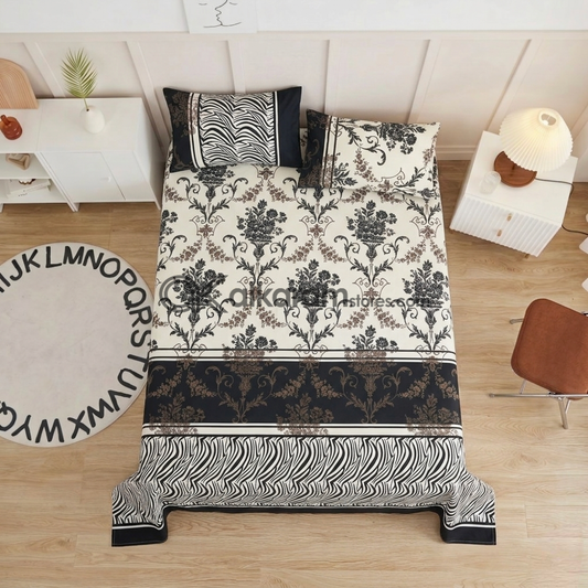 Crystal Cotton 3pc Bedsheet White Damask