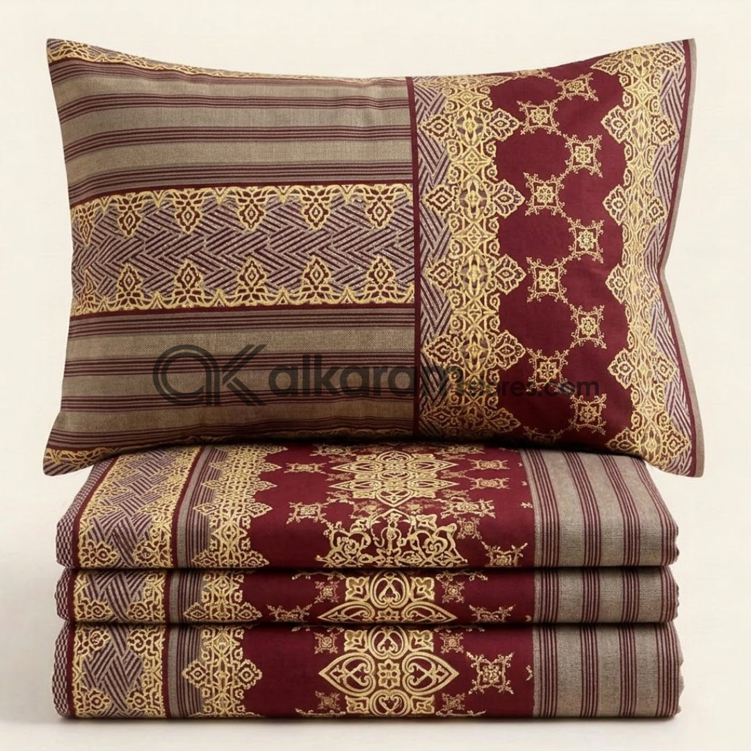 Crystal Cotton 3pc Bedsheet Red Garnet