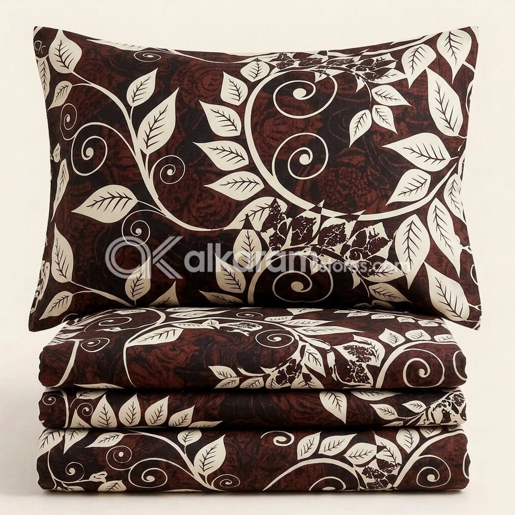 Crystal Cotton 3pc Bedsheet Brown Laite