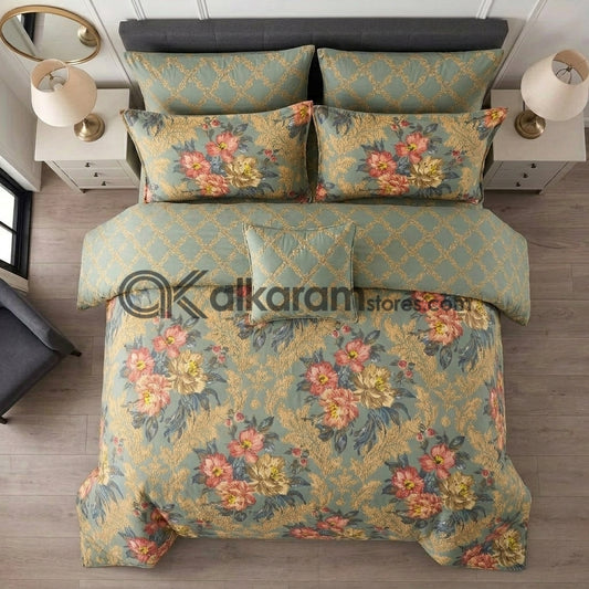 7pc Cotton Comforter Set Green Pearl