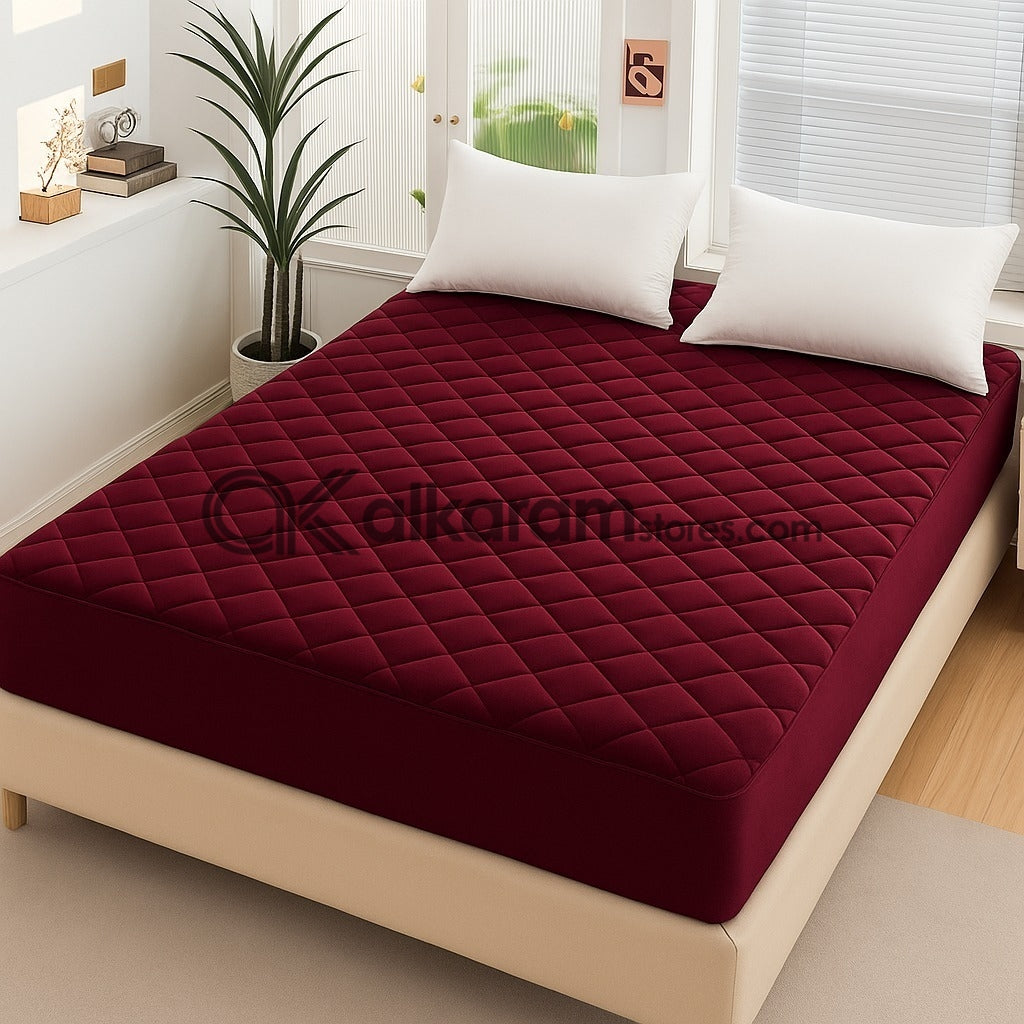 Mehroon Quilted Mattress Protector