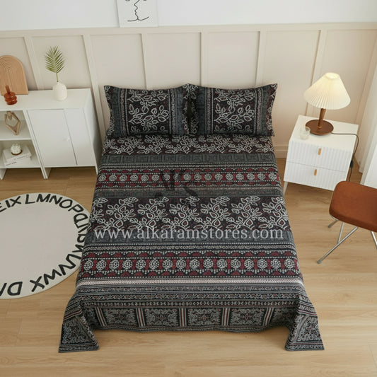 Crystal Cotton 3pc Bedsheet Dark Muaves