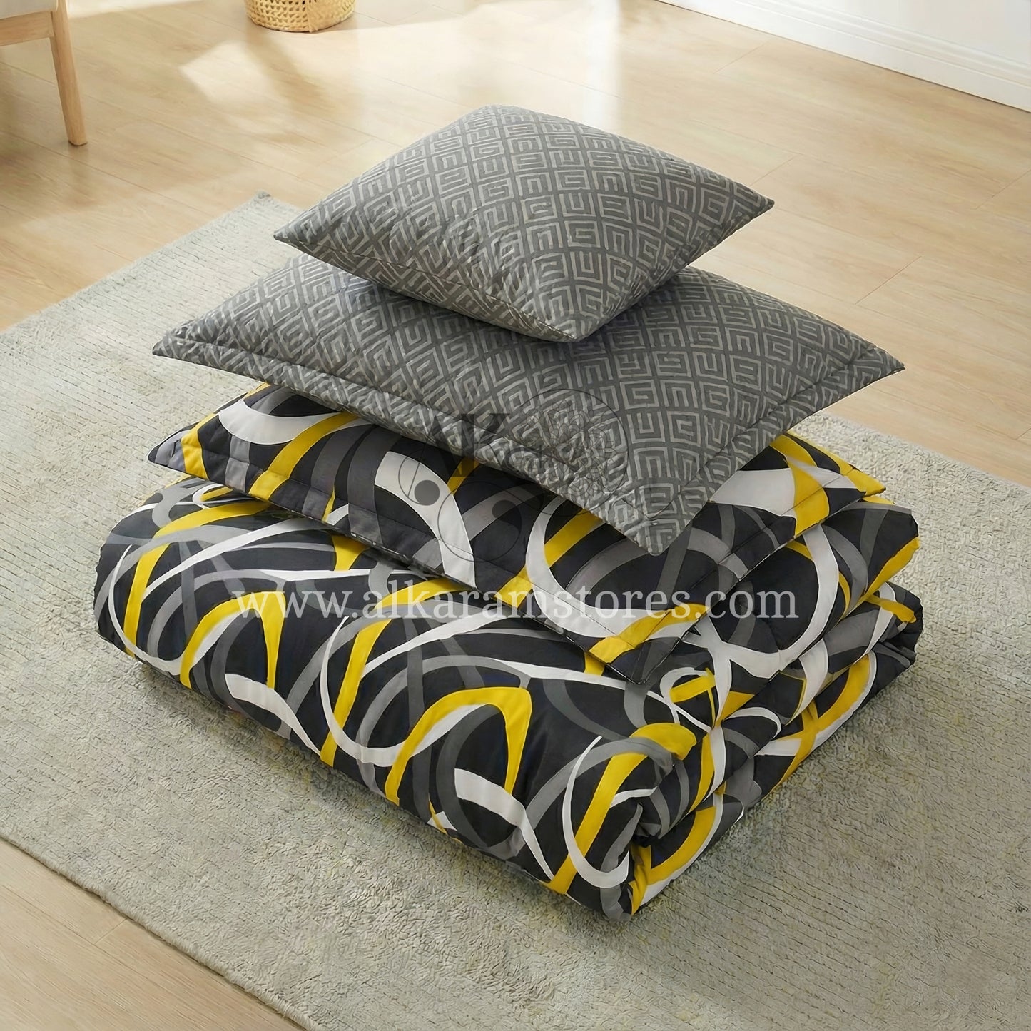 7pc Cotton Comforter Set Yelgrey Zigzag