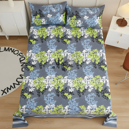 Crystal Cotton 3pc Bedsheet Limegreen Floral