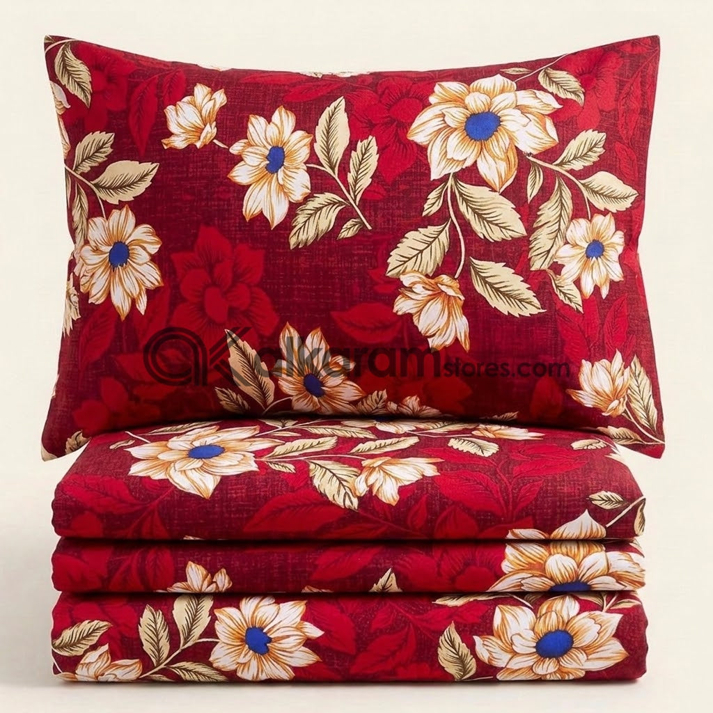 Crystal Cotton 3pc Bedsheet Velvet Ruby