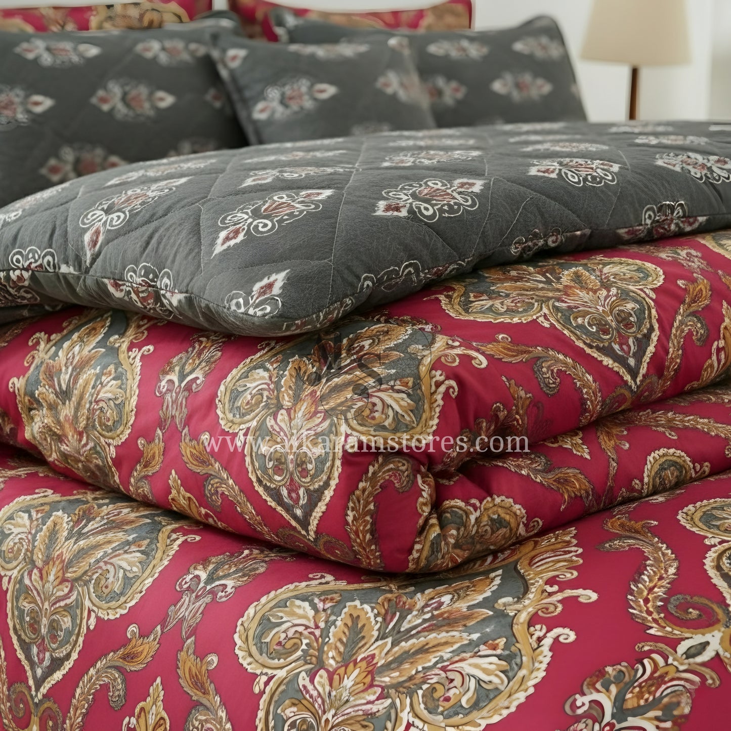 7pc CottonComforter Set Pink Crystal