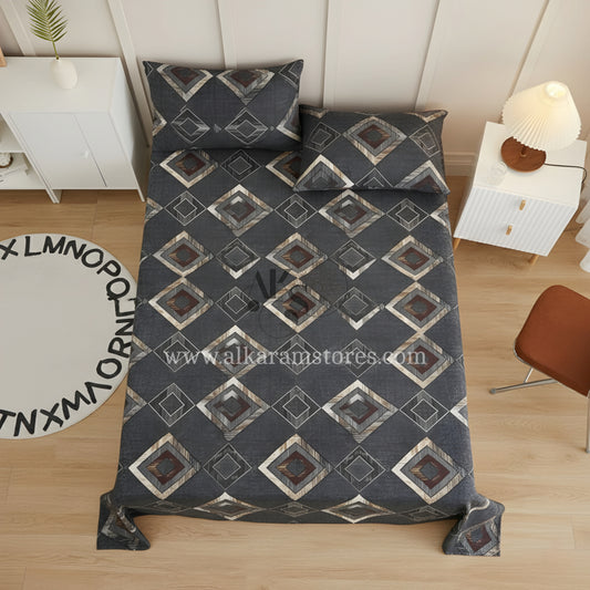 Crystal Cotton 3pc Bedsheet Black Rhombus