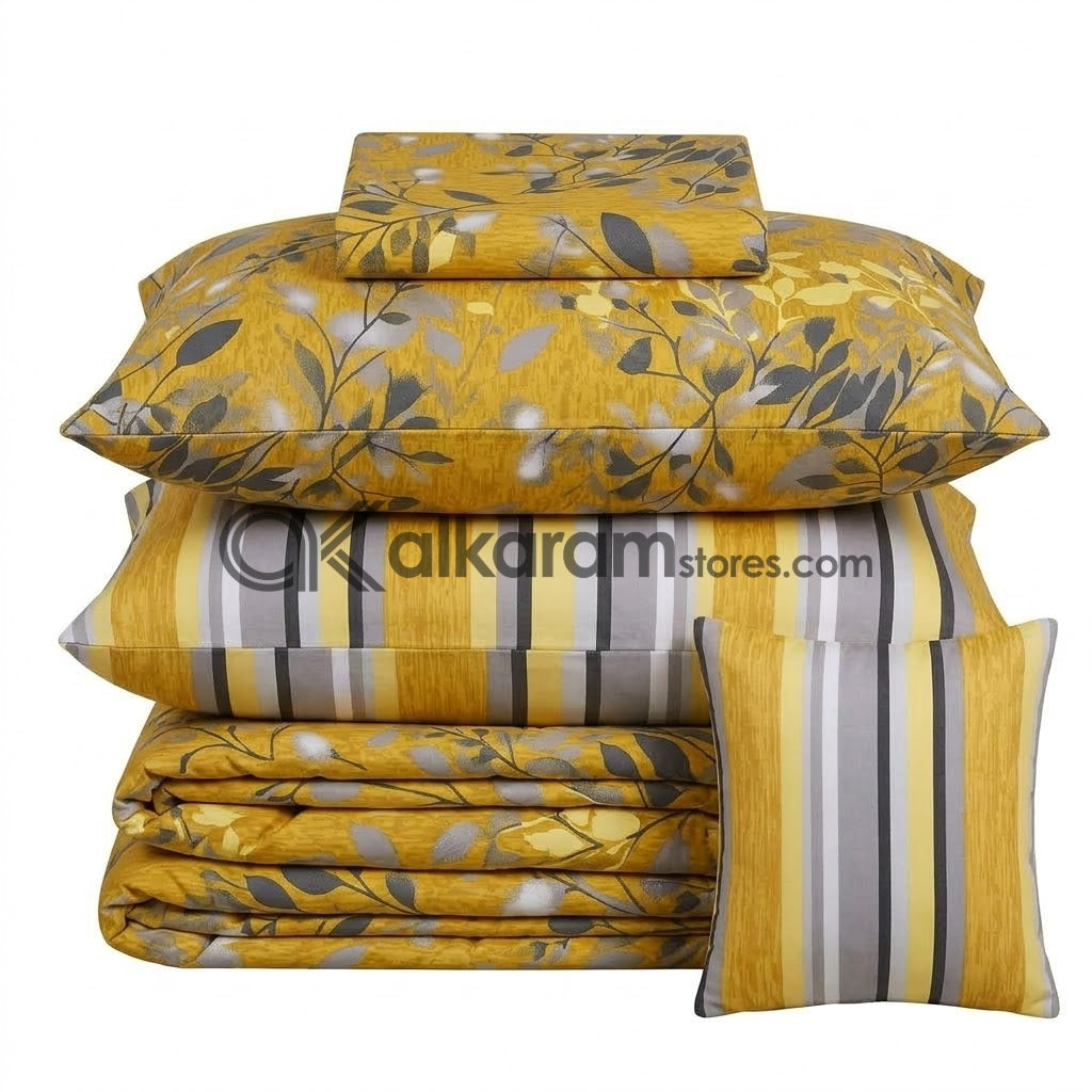 7pc Cotton Comforter Set Golden Tree
