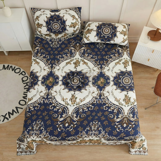 Crystal Cotton 3pc Bedsheet Blue Ogee
