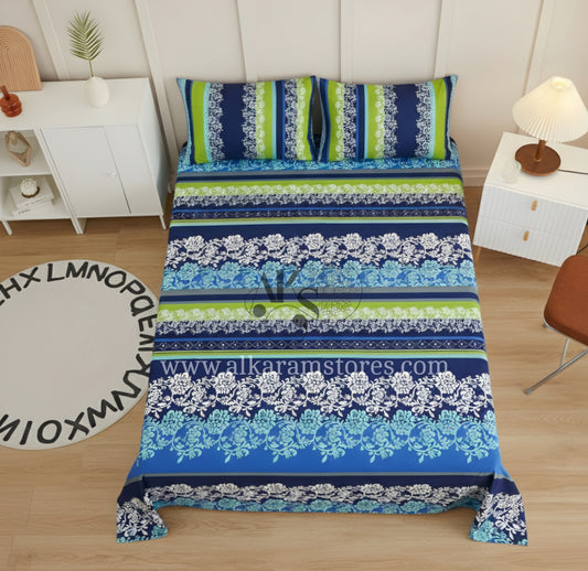Crystal Cotton 3pc Bedsheet Blue Rhythmic