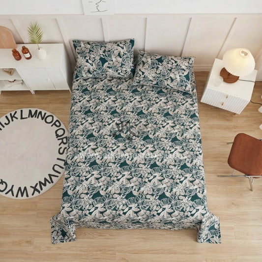 Crystal Cotton 3pc Bedsheet Green Mehream
