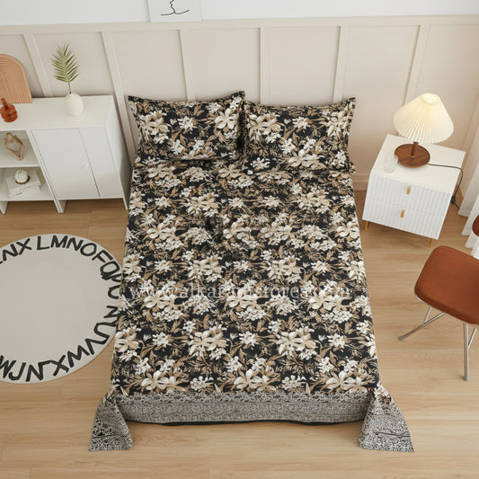 Crystal Cotton 3pc Bedsheet Cream Chintz