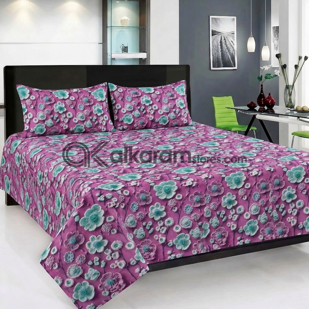 Pure Cotton 3pc Bedsheet Berry Frost