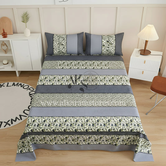 Crystal Cotton 3pc Bedsheet Cream Botanical