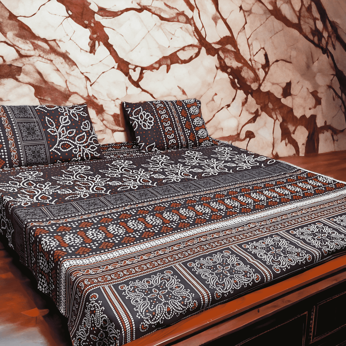 Crystal Cotton 3pc Bedsheet - Dotted Flower