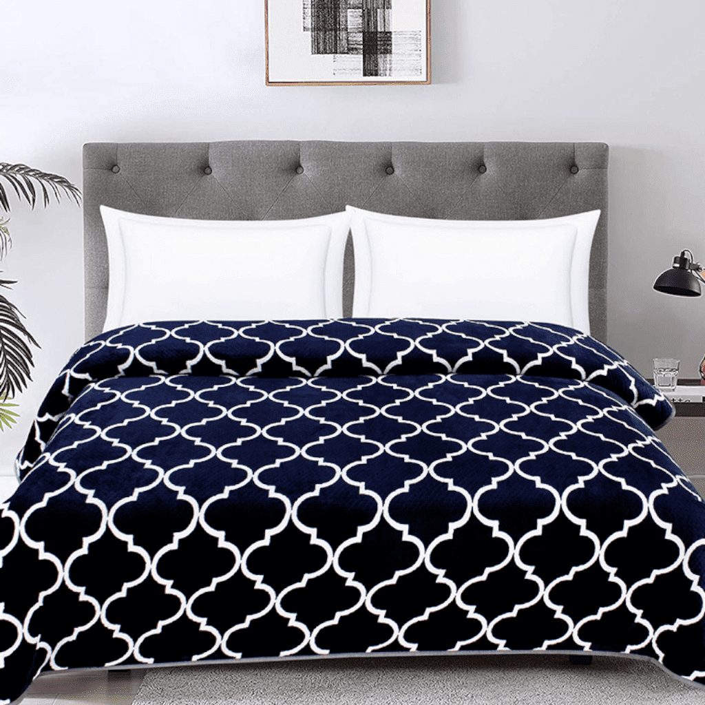 Printed Fleece Blanket - Dark Navy Blue
