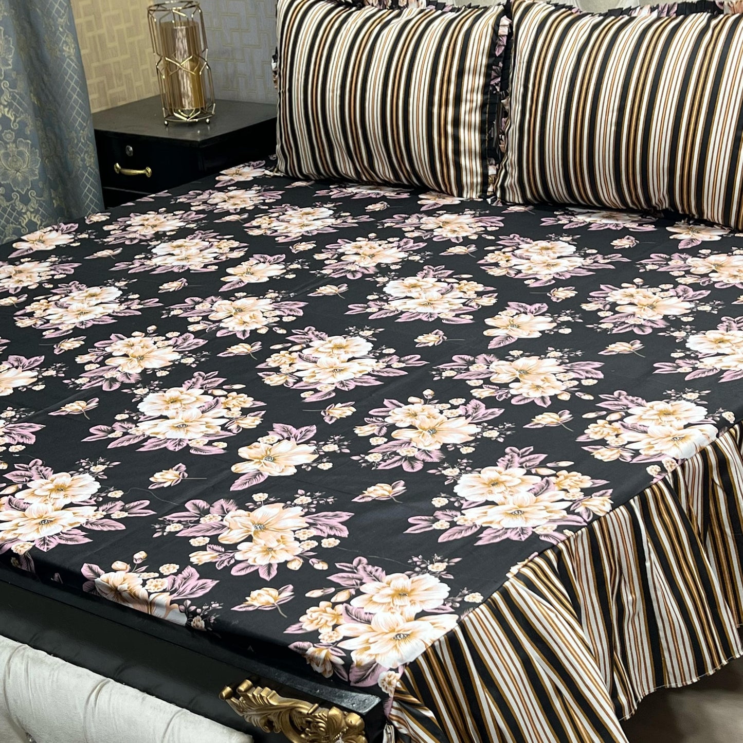 Cotton Frill 3pc Bedsheet - White Daisy