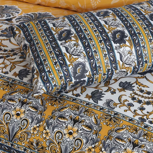 Cotton Satin 3pc Bedsheet - Yellow Dunes