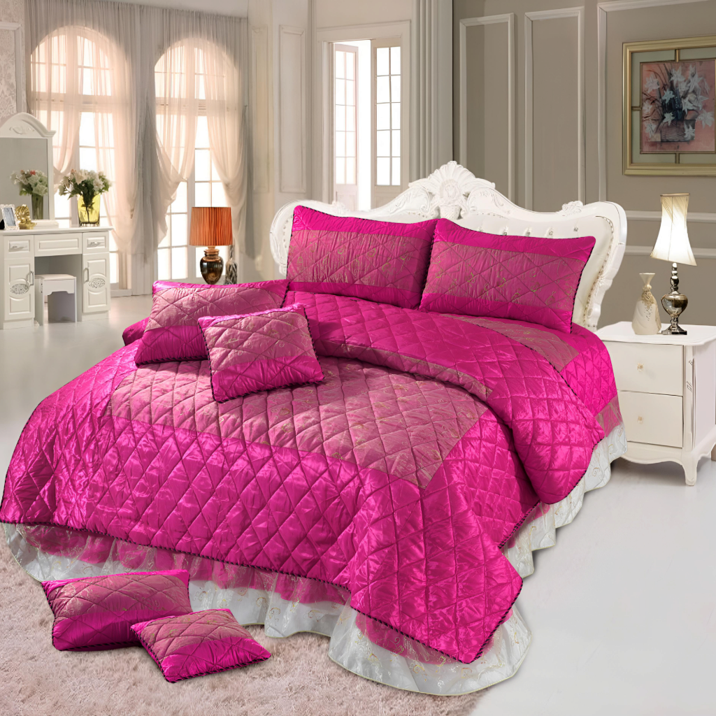 8pc Quilt Bed Set - Raspberry Rose
