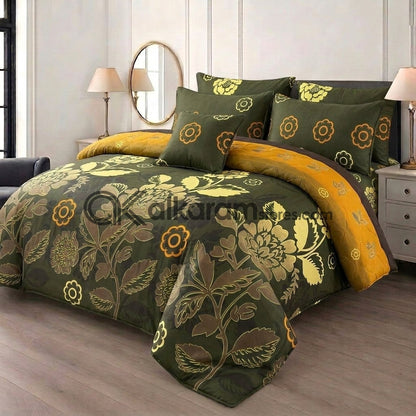 7pc Cotton Comforter Set Army Floral