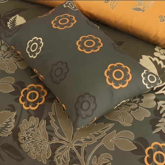 Cotton Satin 3pc Bedsheet - Army Floral