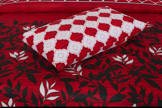 Cotton Satin 3pc Bedsheet - Red Lava