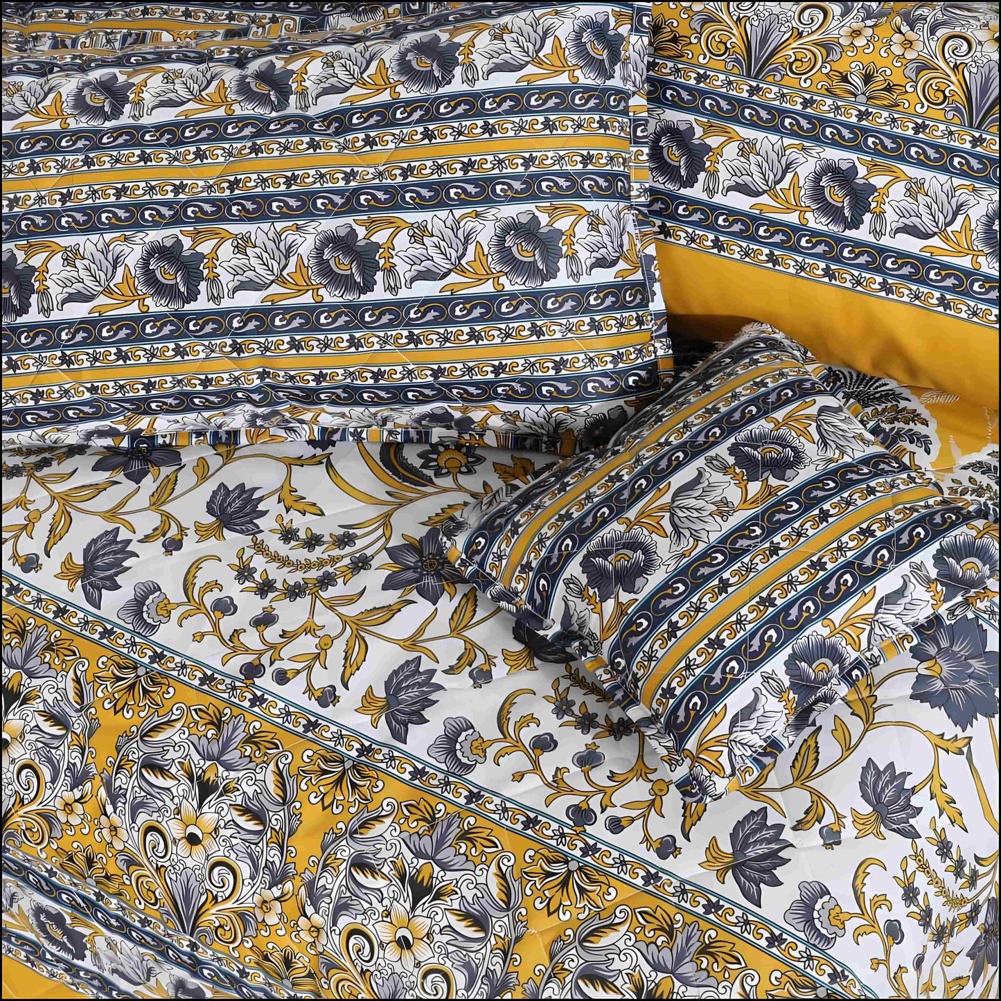 7pc Cotton Comforter Set Yellow Dunes