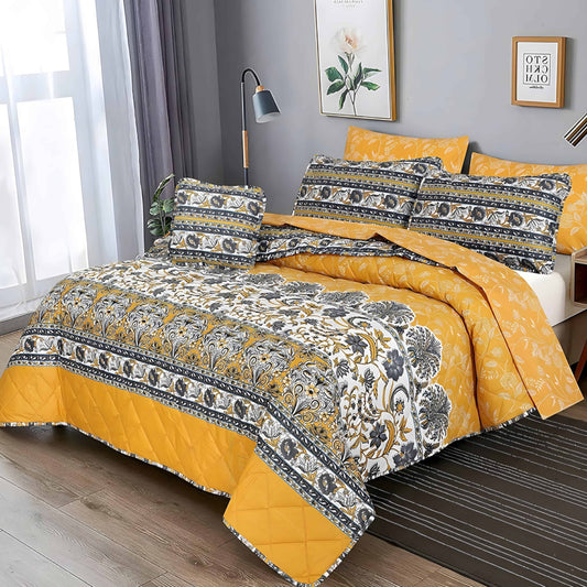 7pc Cotton Comforter Set Yellow Dunes