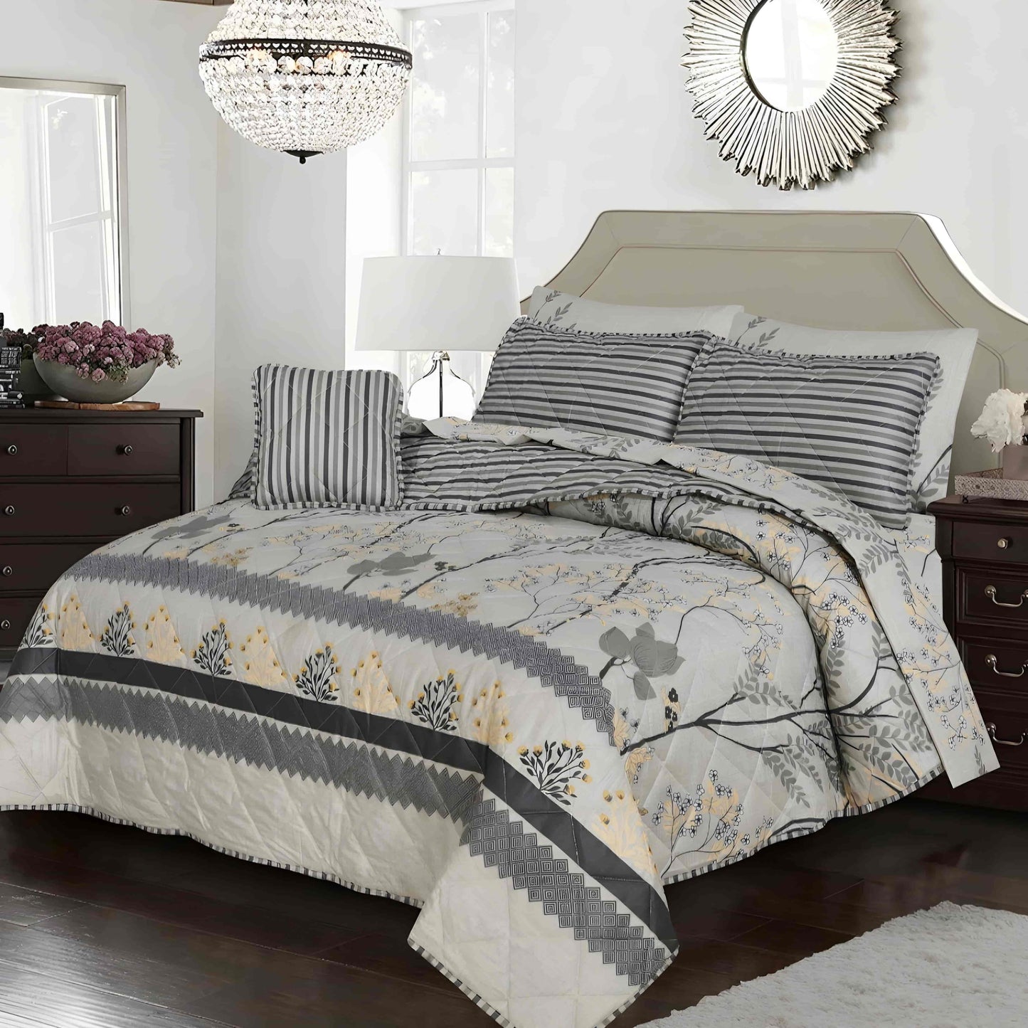 7pc Cotton Comforter Set Autumn
