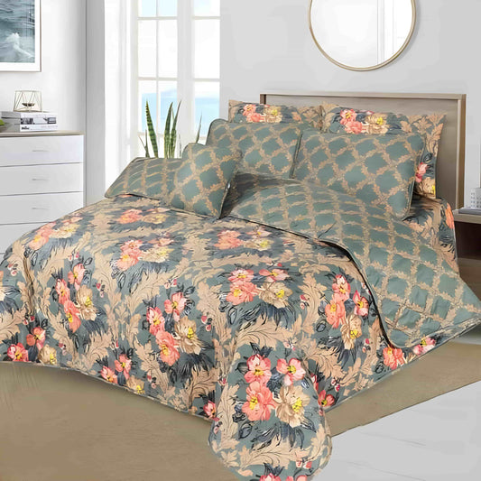 7pc Cotton Comforter Set Green Pearl