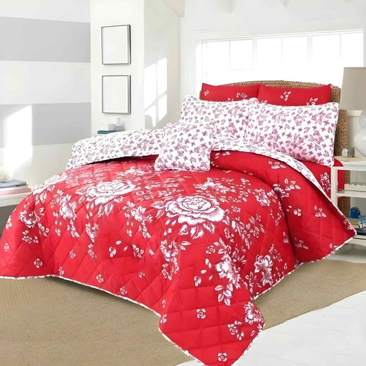 7pc Cotton Comforter Set White Floral